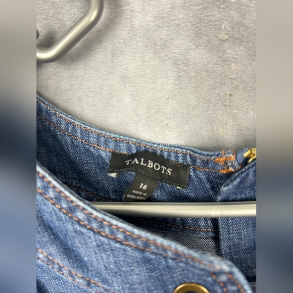 Talbots Denim Shift Dress Women Blue Chambray Lace Up Sleeveless Size 16 - Picture 7 of 10